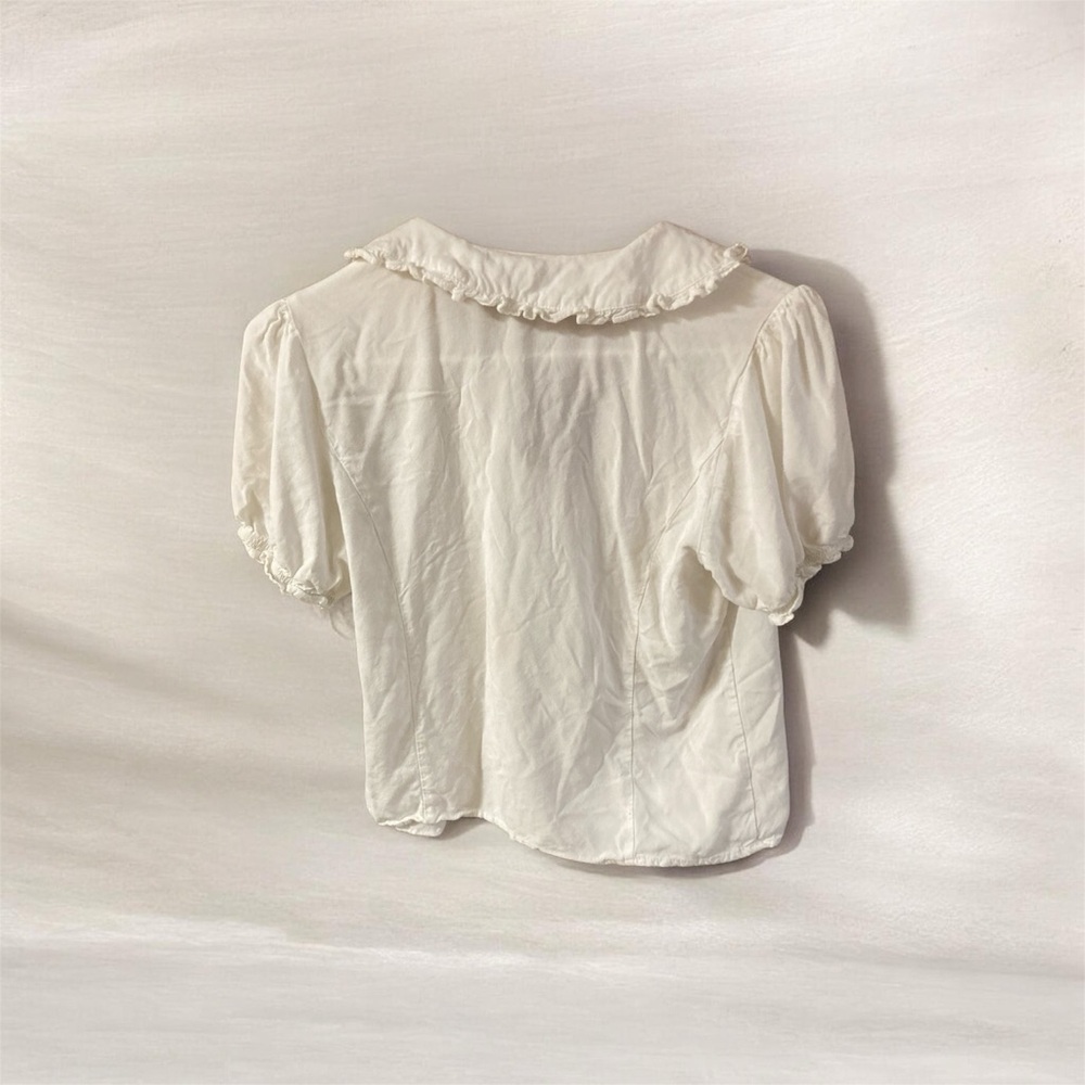 Sweet Society Pink Jack-O'-Lanterns Ruffle Collar Girls Top - Picture 5 of 6